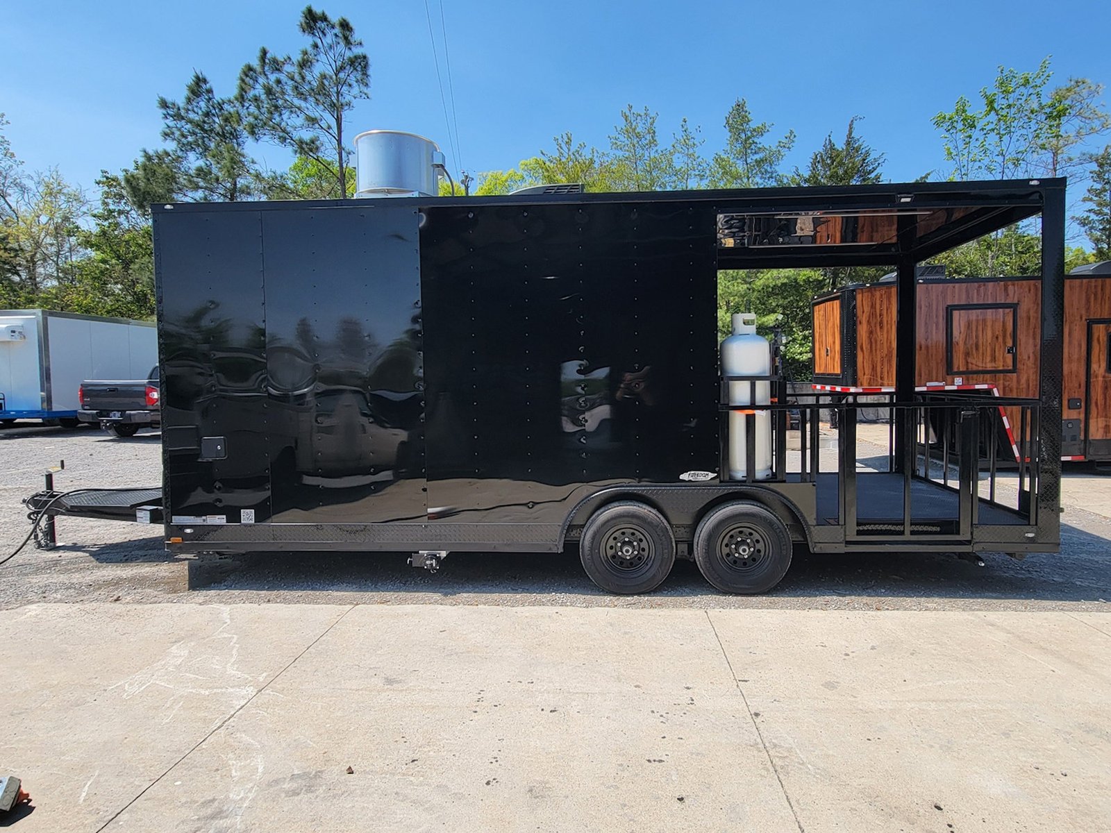 8.5′ X 22′ Concession Trailer Black With Blackout Trim 8ft BBQ Porch — photo 10