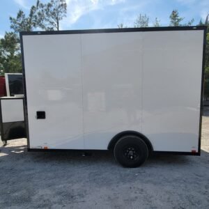 8.5 x 12 white blackout trailer with high-contrast trim - view 8