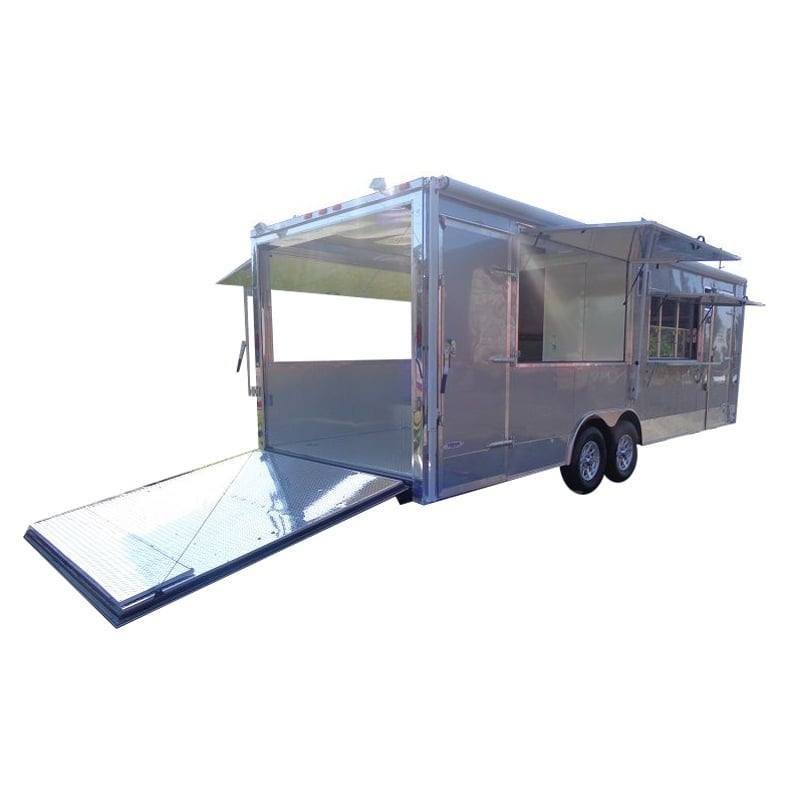 Concession Trailer 8.5′ x 26′ Silver – BBQ Smoker Food Catering