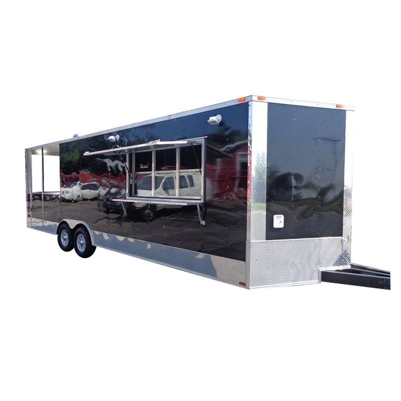 BBQ Concession Trailer 8.5′ x 26′ Black BBQ Catering Smoker Vending