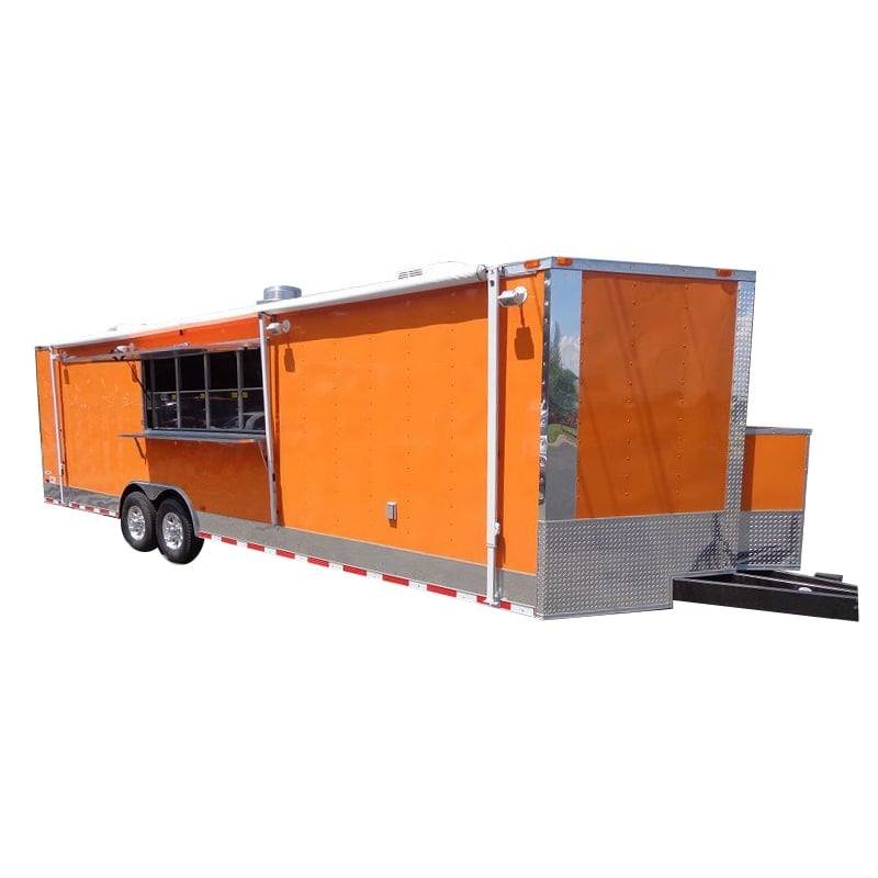 Concession Trailer 8.5′ x 28′ (Orange) Event Catering BBQ Food Enclosed