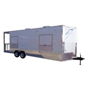 Concession Trailer 8.5' x 24' White Enclosed Custom Smoker BBQ Vending