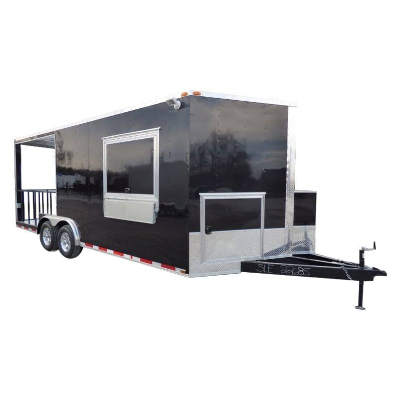 Concession Trailer Black 8.5′ x 20′ BBQ Smoker Food Catering