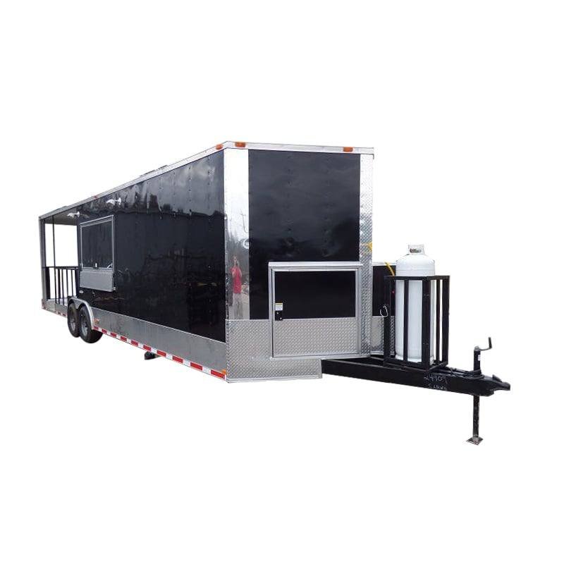 Concession Trailer 8.5’x30′ Black – Smoker Food Catering (with Appliances)