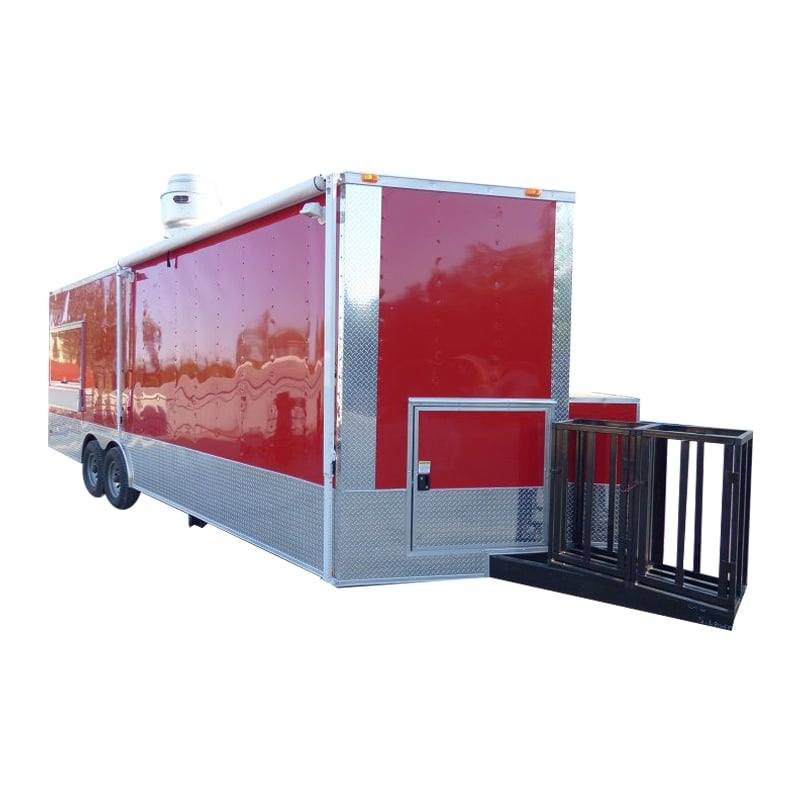 Concession Trailer 8.5′ x 24′ Red – Vending BBQ Catering Food