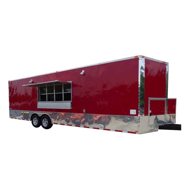 Concession Trailer 8.5’x28′ Red – Food Catering Enclosed Kitchen
