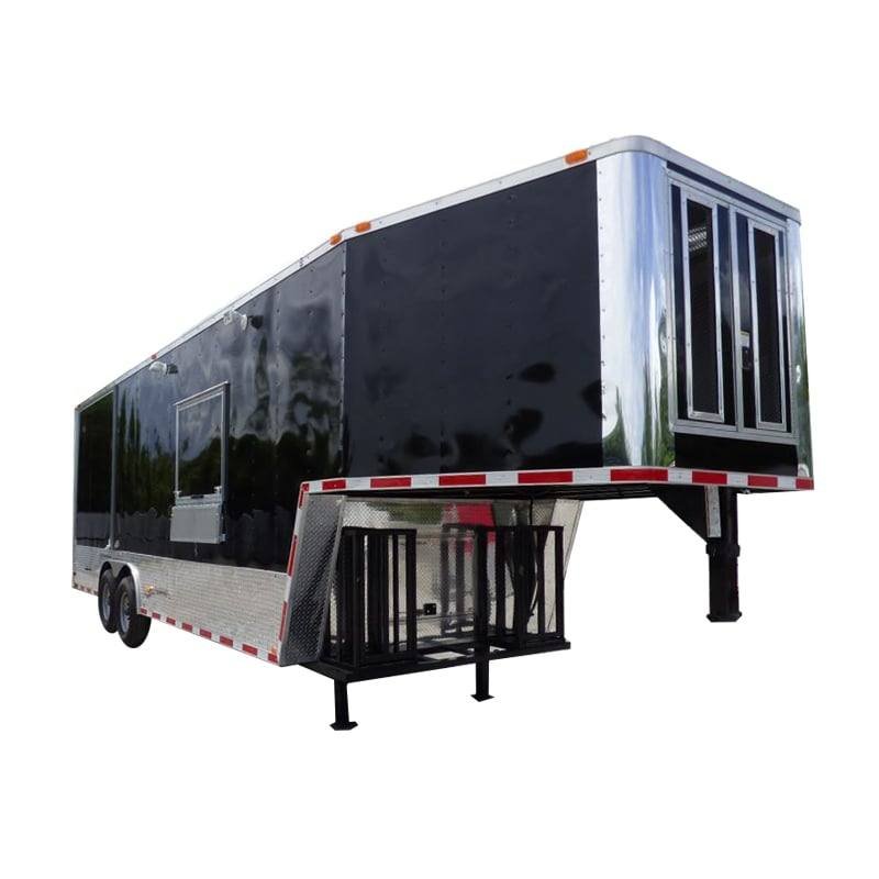Concession Trailer 8.5′ x 31′ Gooseneck Black – BBQ Catering
