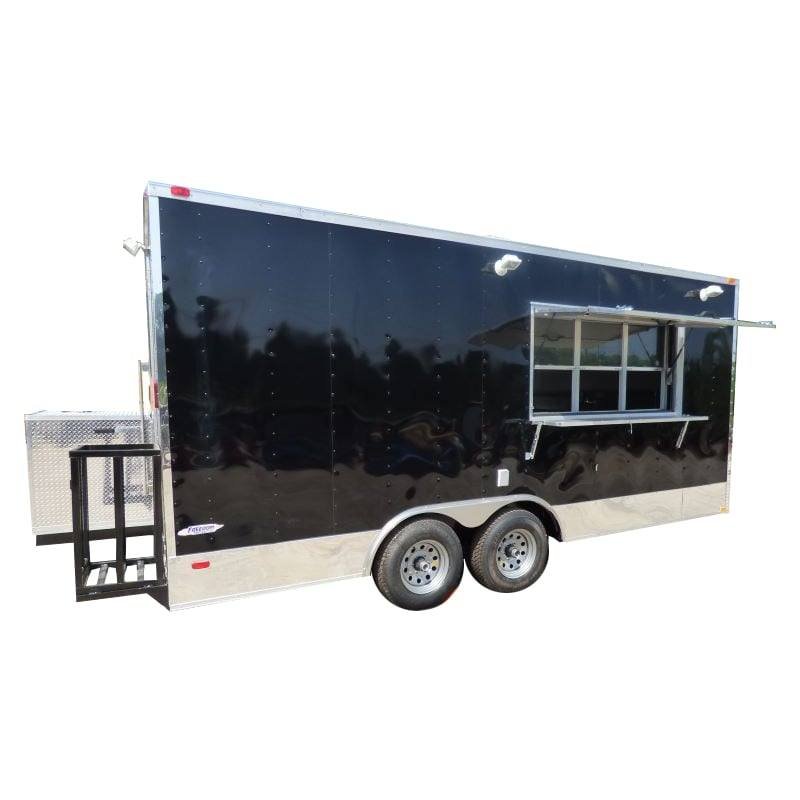 Concession Trailer 8.5’x18′ Black Catering Event Food Restroom