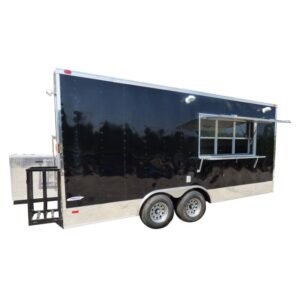 Concession Trailer Black 8.5'x18' Catering Event Food Appliances Restroom