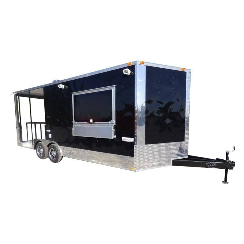 Concession Trailer Black 8.5′ x 20′ BBQ Smoker Event Catering Trailer