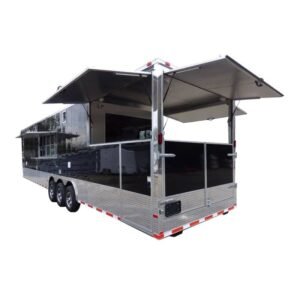 Concession Trailer Gooseneck Black 8.5' x 45' BBQ Smoker Event Catering Restroom