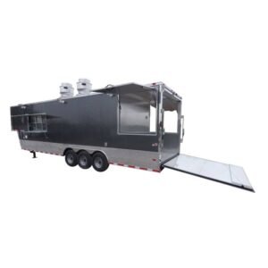 Concession Trailer Gooseneck Charcoal Gray 8.5' x 36' BBQ Smoker Event Catering