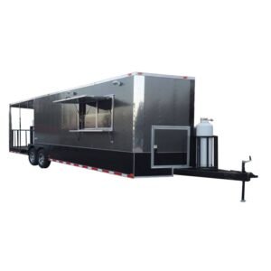 Concession Trailer 8.5'x28' Charcoal Gray - BBQ Smoker Event Catering