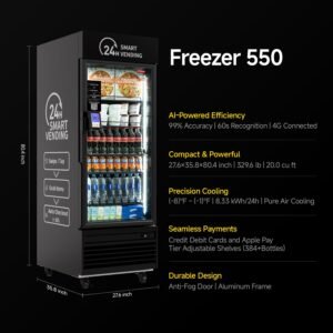 HAHA AI Vending Freezer 550 flexi-temp front view - view 2