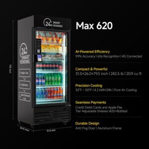 HAHA AI Vending Max 620 smart refrigerated combo front view - view 2