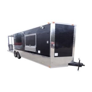 Concession Trailer 8.5'x28' Black - Smoker BBQ Catering Food Event Restroom