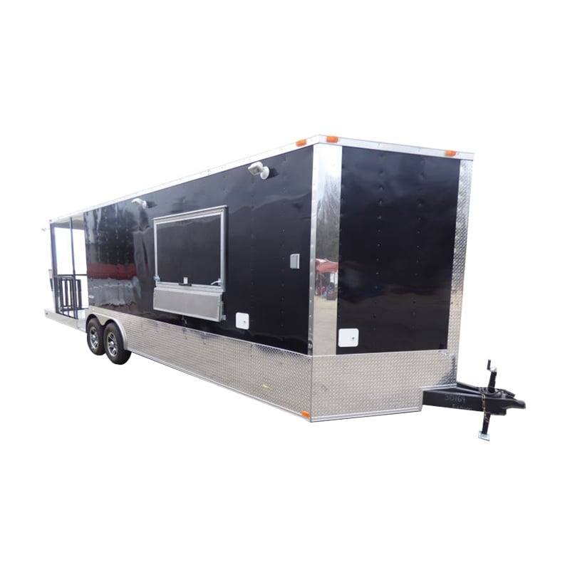 Concession Trailer 8.5’x28′ Black – Smoker BBQ Catering Food Event Restroom
