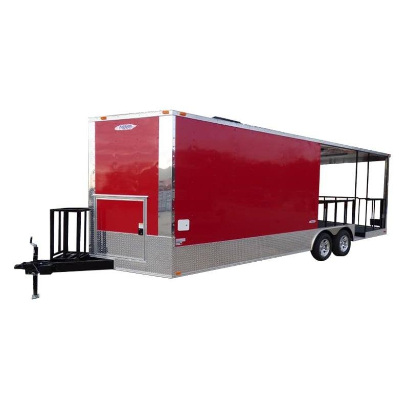 Concession Trailer 8.5′ x 24′ Red – BBQ Smoker Food Catering