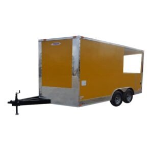 Concession Trailer 8.5'x14' Yellow - Smoker BBQ Catering Event