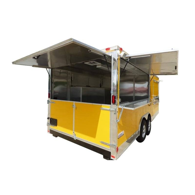 Concession Trailer 8.5′ X 20′ Yellow – BBQ Event Catering