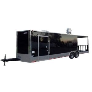 8.5' x 28' Black BBQ Concession Food Event Catering Trailer