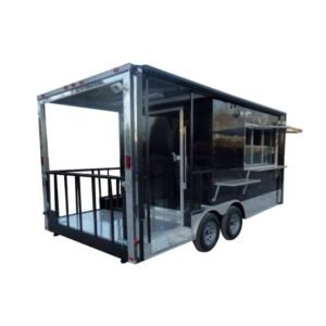 8.5' x 18' Concession Trailer Black BBQ Catering Event