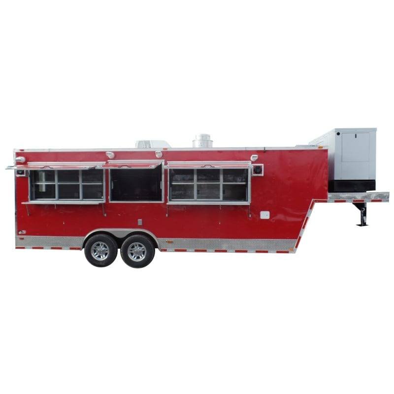 8.5′ x 28′ Concession Trailer Red Goose-neck Food Event Catering