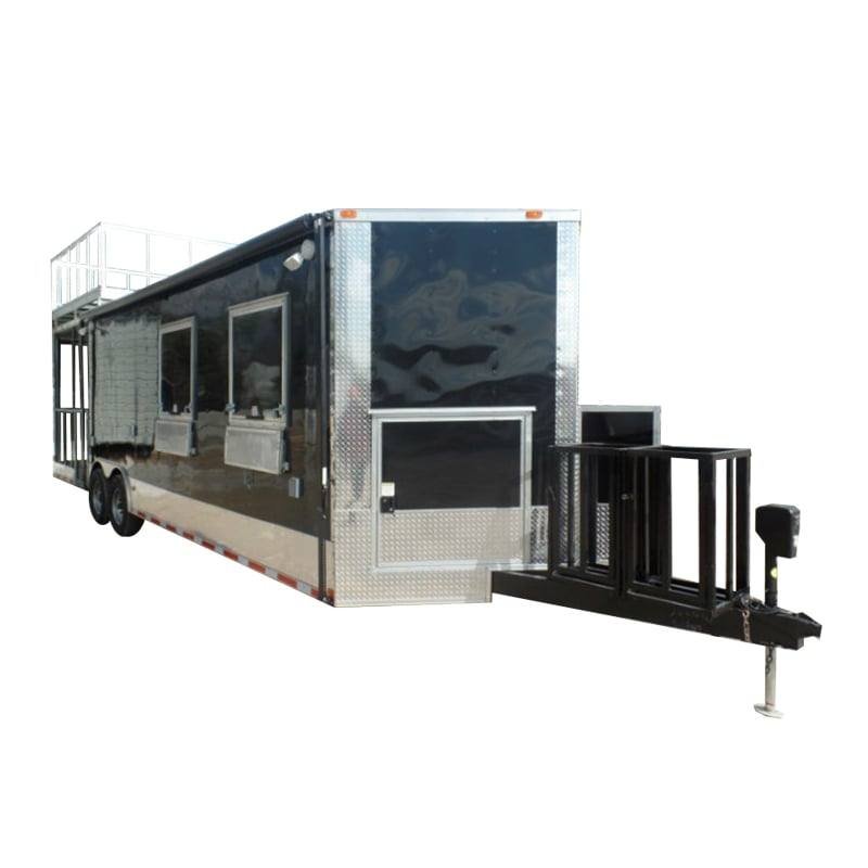 8.5′ x 28′ Concession BBQ Food Trailer Black Event Catering