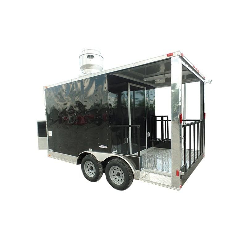8.5′ x 14′ Concession BBQ Food Trailer Black Event Catering