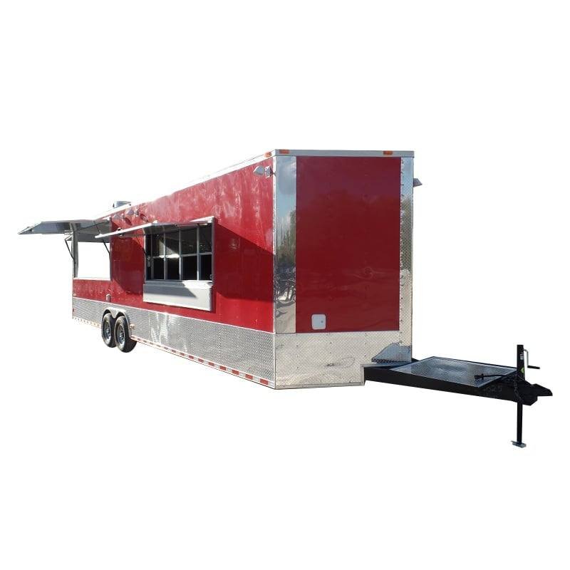 8.5′ x 30′ Concession BBQ Food Trailer Red Event Catering