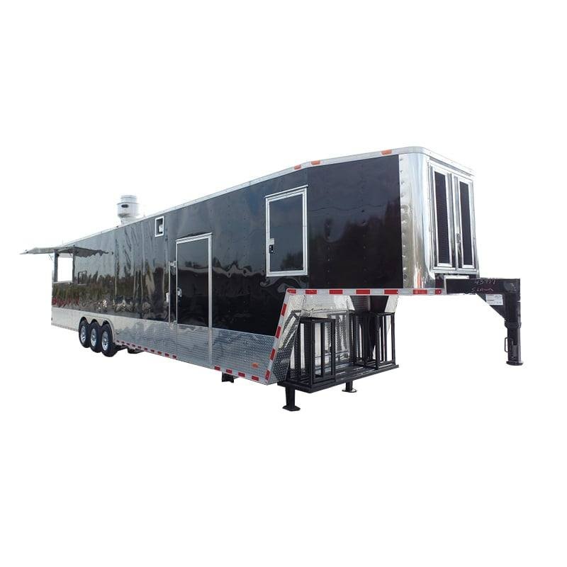 8.5′ x 45′ Concession Black Food Trailer BBQ Event Catering