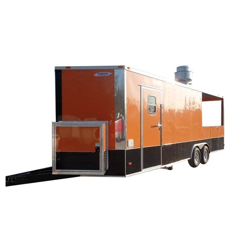 8.5′ x 24′ Concession Trailer Orange BBQ Food Event Catering