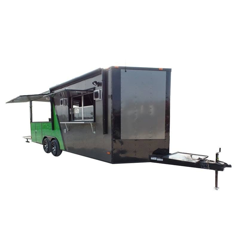 8.5′ x 22′ Concession BBQ Food Trailer Charcoal Grey/Green