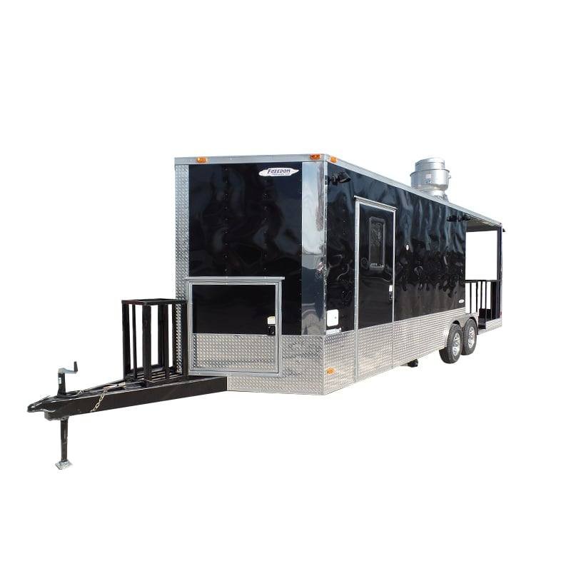 8.5′ x 24′ Concession Food Trailer Black BBQ Event