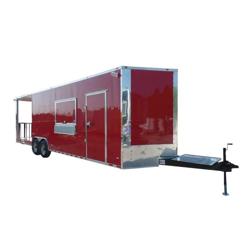 8.5′ x 28′ Concession Food Trailer Red BBQ Event Catering