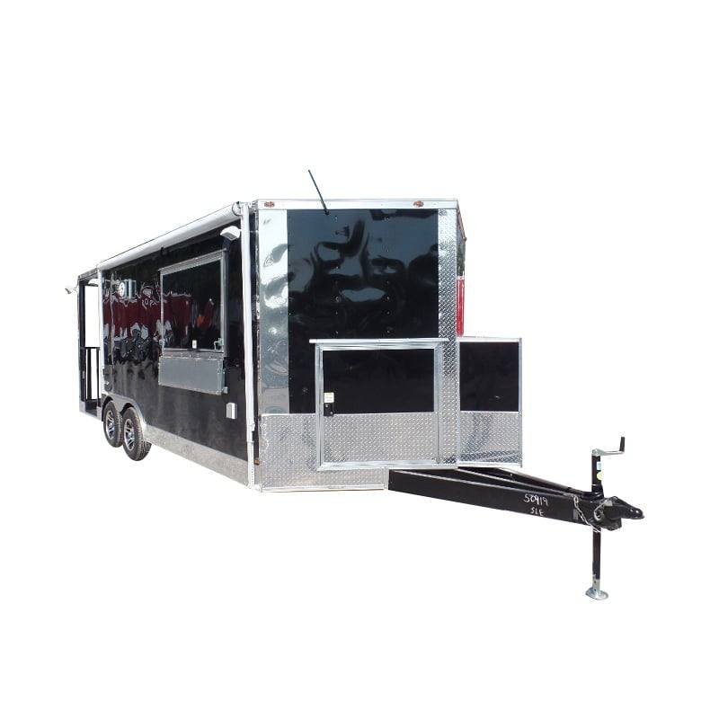 8.5′ x 20′ Concession Food Trailer Black BBQ Event Catering