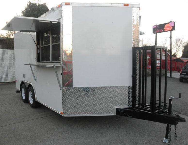 Concession Food Trailer – 8.5′ x 14′ – White and Features Vent Hood — photo 3