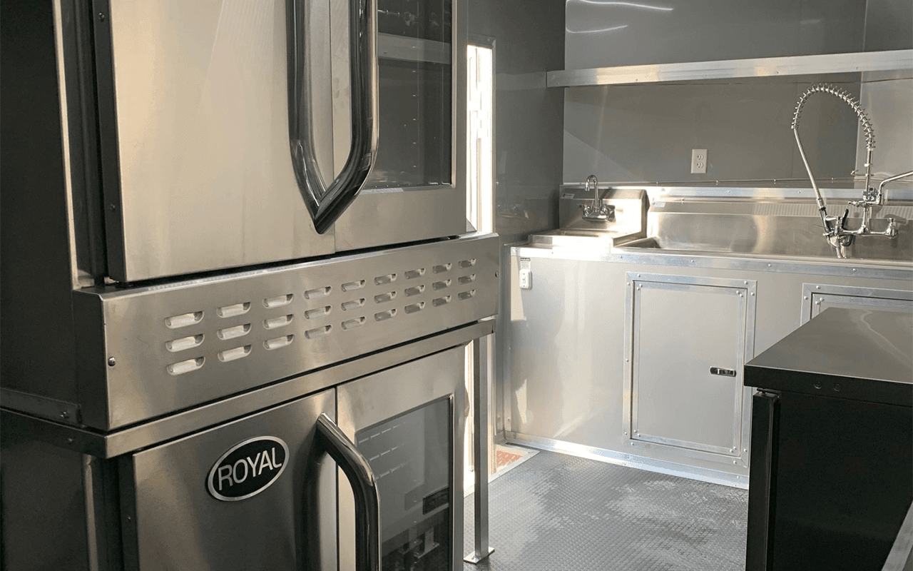 8.5′ x 30′ Black Concession Food Trailer With Appliances — photo 5