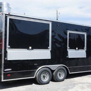 8.5' x 18' Black Porch Style Concession Trailer