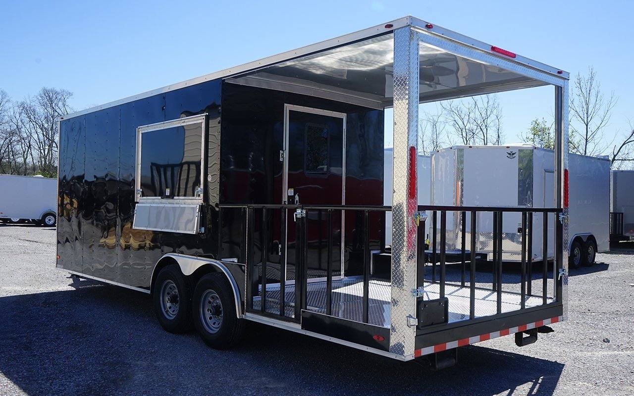 8.5′ x 24′ Black BBQ Porch Style Concession Trailer — photo 7