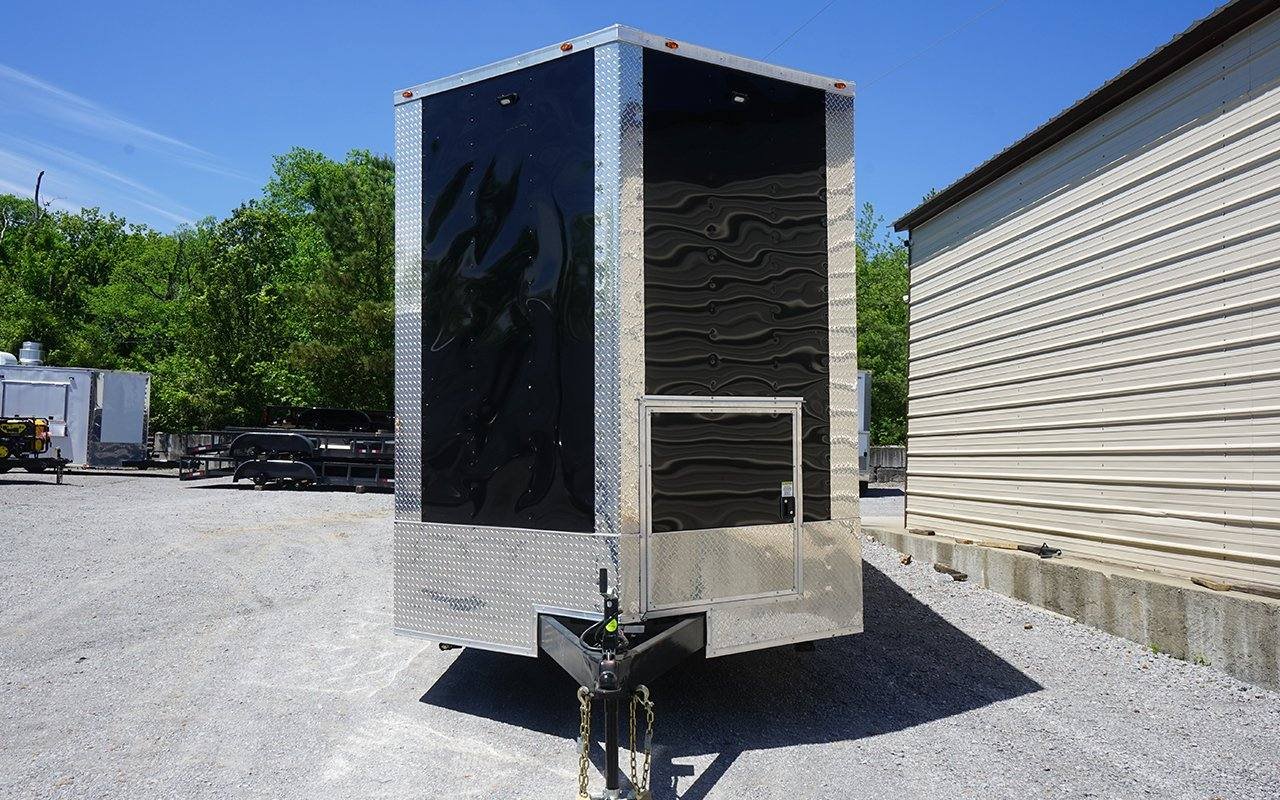 8.5′ x 32′ Black V-Nose Concession Trailer Event Catering — photo 2