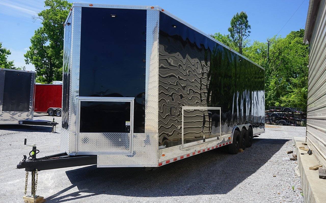 8.5′ x 32′ Black V-Nose Concession Trailer Event Catering — photo 4