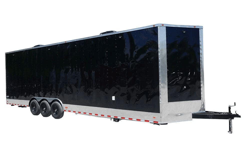 8.5′ x 32′ Black V-Nose Concession Trailer Event Catering