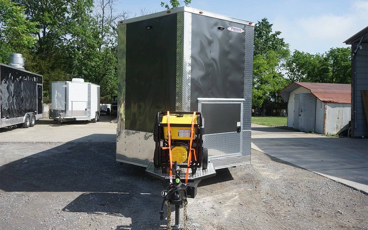 8.5′ x 24′ Charcoal Gray BBQ Vending Porch Style Concession Trailer — photo 4