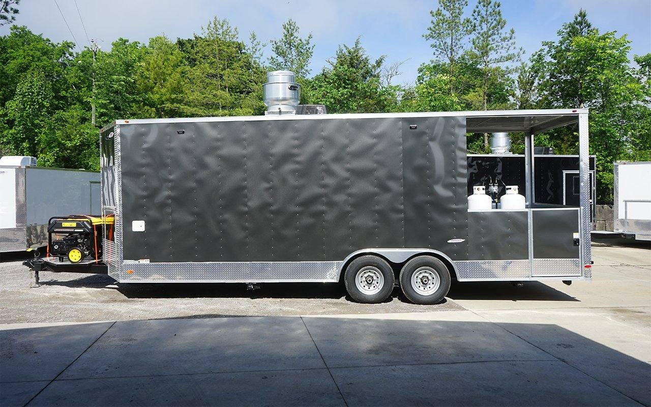 8.5′ x 24′ Charcoal Gray BBQ Vending Porch Style Concession Trailer — photo 5