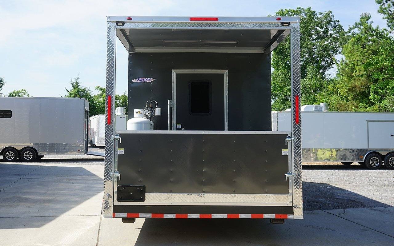 8.5′ x 24′ Charcoal Gray BBQ Vending Porch Style Concession Trailer — photo 8