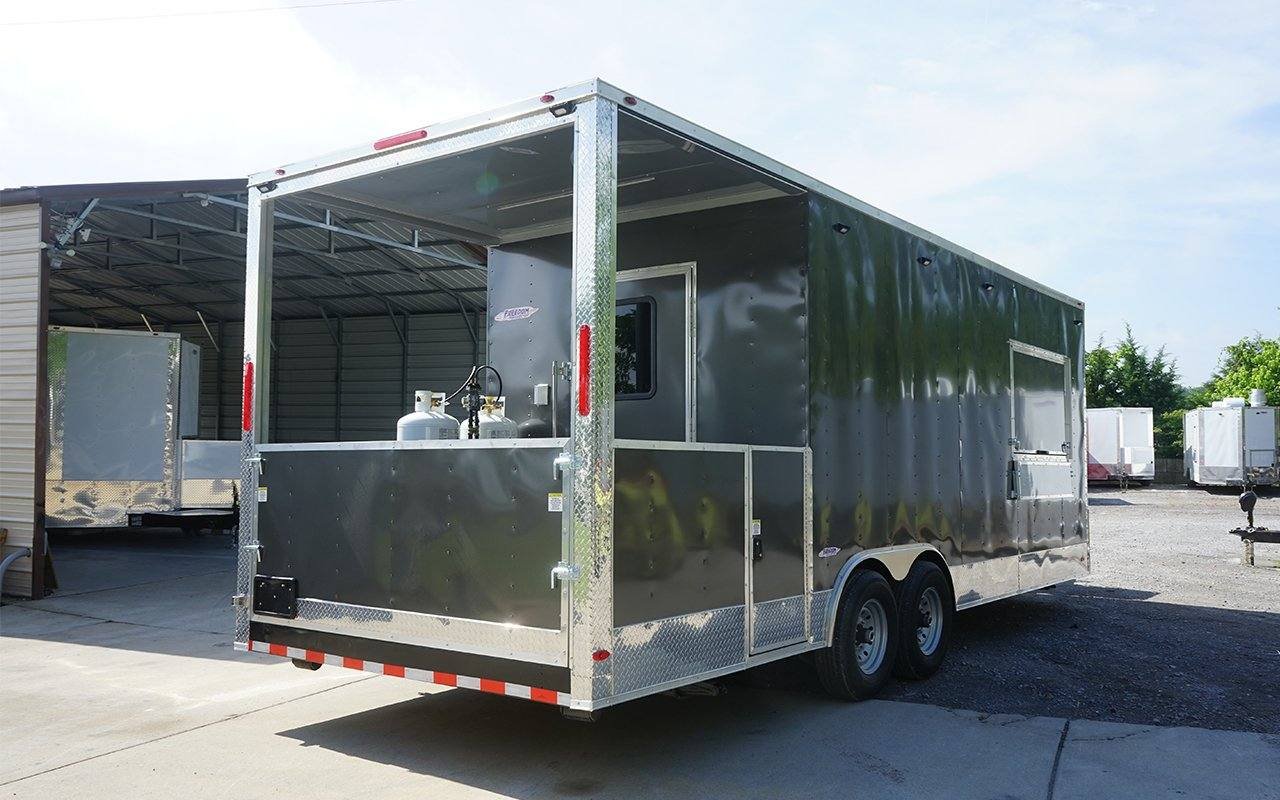 8.5′ x 24′ Charcoal Gray BBQ Vending Porch Style Concession Trailer — photo 9