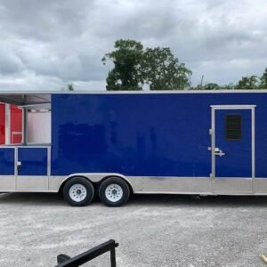 8.5' x 24' Cobalt Blue BBQ Porch Concession Food Trailer