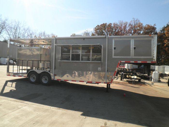 Concession Trailer 8.5’x29′ Silver – Gooseneck Catering Event BBQ Smoker — photo 2