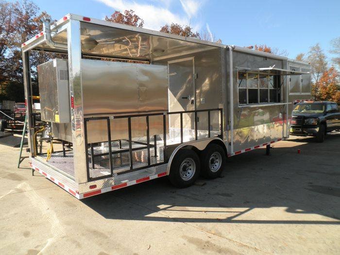 Concession Trailer 8.5’x29′ Silver – Gooseneck Catering Event BBQ Smoker — photo 3